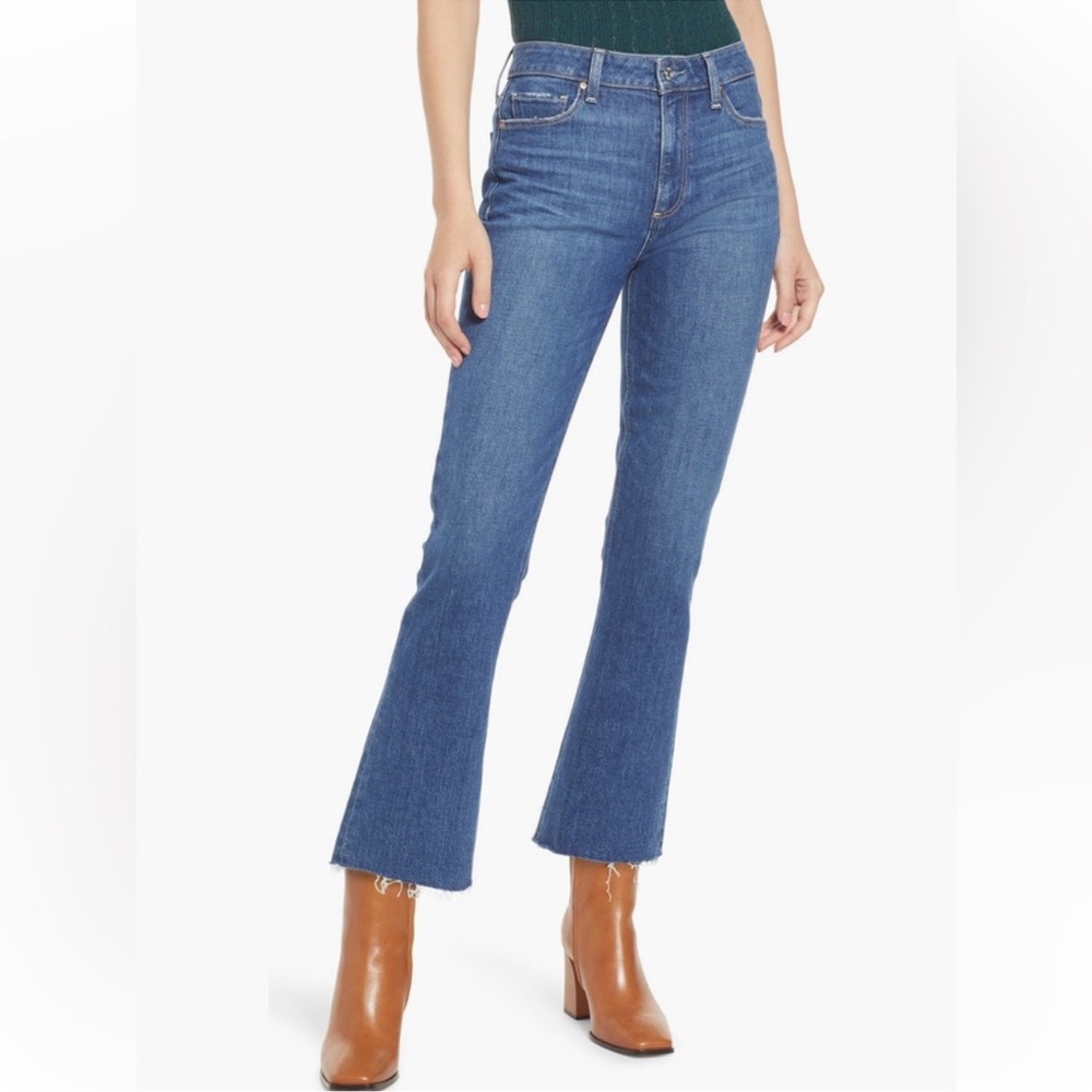 PAIGE Vintage Colette High Rise Crop Flare Jeans Raw Hem (Size 25)